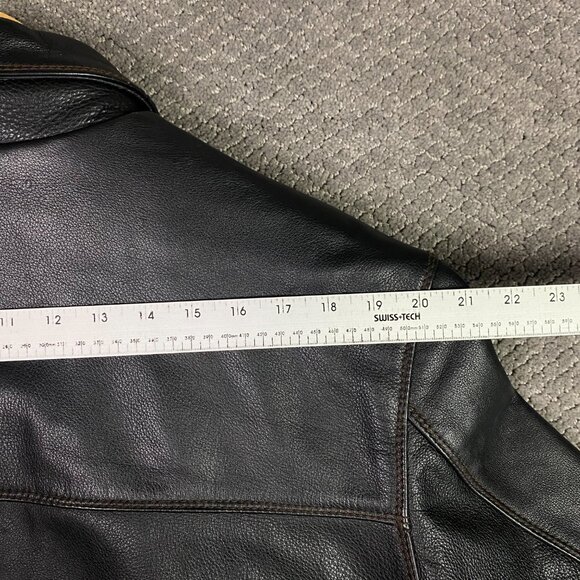Vintage Columbia Leather Jacket Men's Large Heavyweight Button Front - Picture 14 of 16